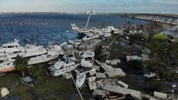 Damaged boats are seen downtown after Hurricane Ian caused widespread destruction in Fort Myers, Florida, U.S., September 29, 2022. 