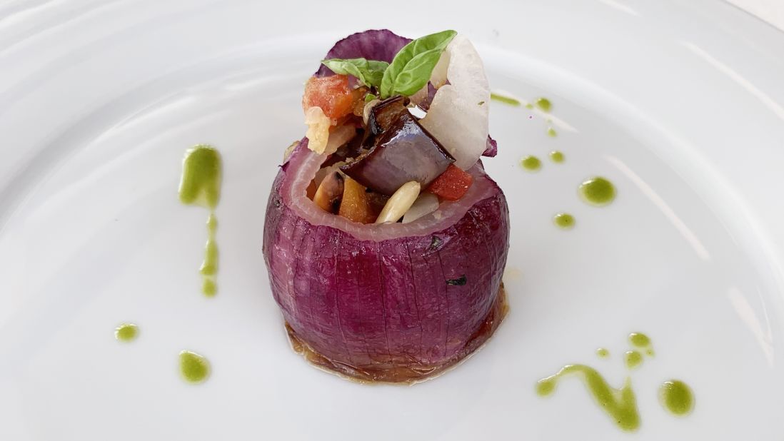 <strong>Tasty treats: </strong>Onions are top of the menu in local restaurants, with dishes like this stuffed onion.