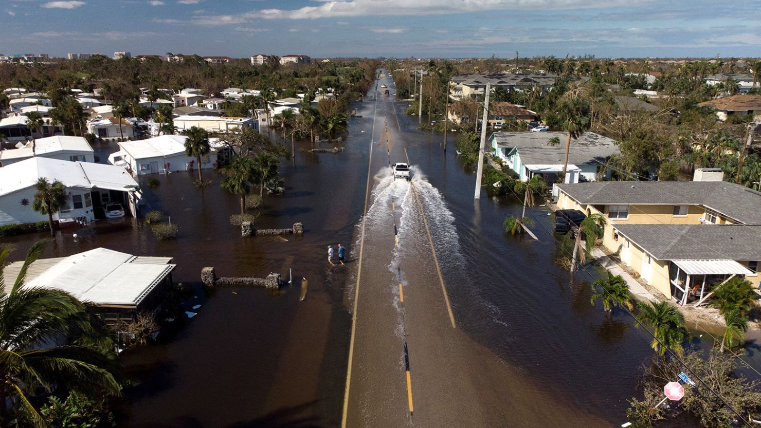 A view of a flooded community after Hurricane Ian caused widespread destruction in Fort Myers, Florida, on September 29. 