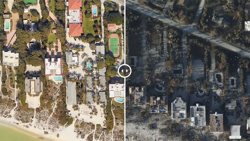 Before, after images show Hurricane Ian storm surge completely destroyed some Sanibel Island, Florida hotels