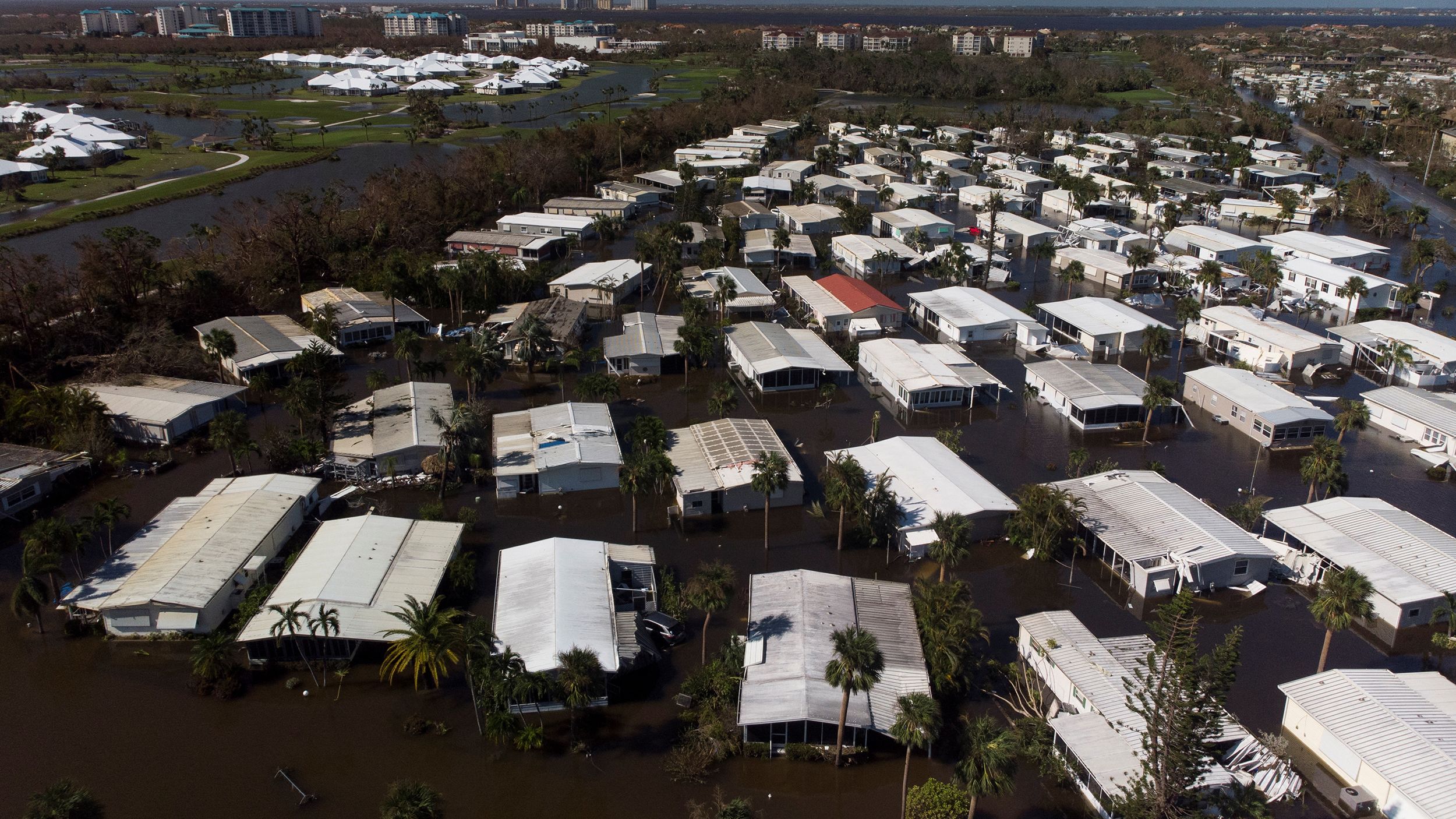 A view of a flooded community after Hurricane Ian caused widespread destruction in Fort Myers, Florida, September 29, 2022. 