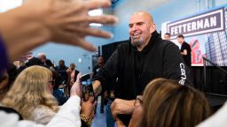 Democratic candidate for U.S. Senate Lt. Gov. John Fetterman greets supporters during a campaign rally at the Dorothy Emanuel Recreation Center in Philadelphia on Saturday, September 24, 2022. 