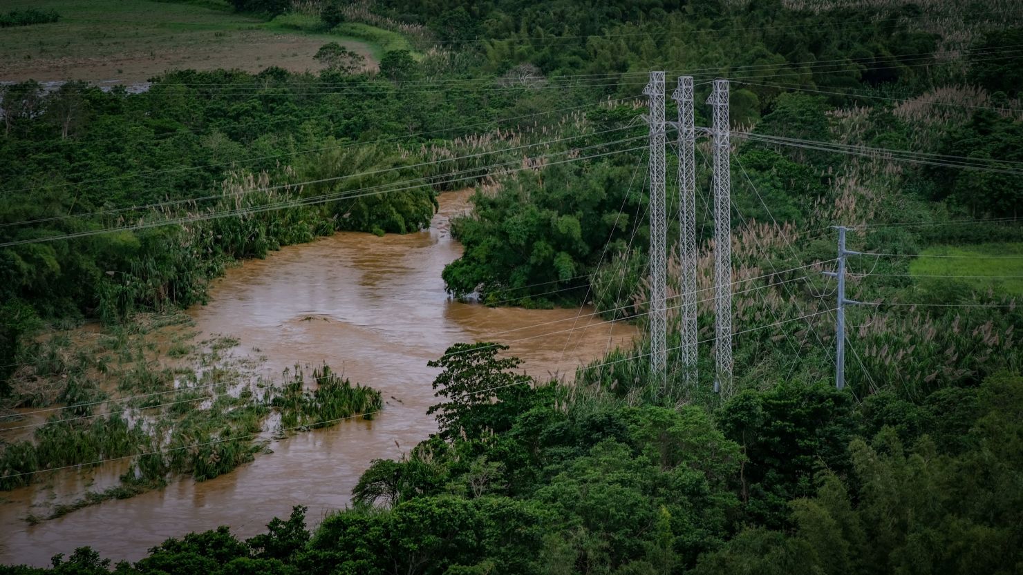 An aerial photo taken on September 20, 2022, shows a flooded area in Arecibo, Puerto Rico, after the power went out with the passage of Hurricane Fiona. 