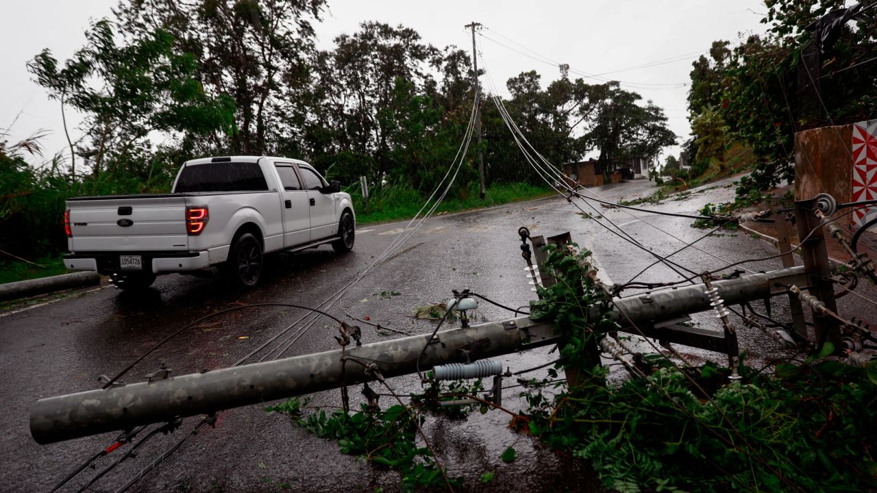 Power lines in Cayey, Puerto Rico were down as the island awoke to a power outage on September 19, 2022.