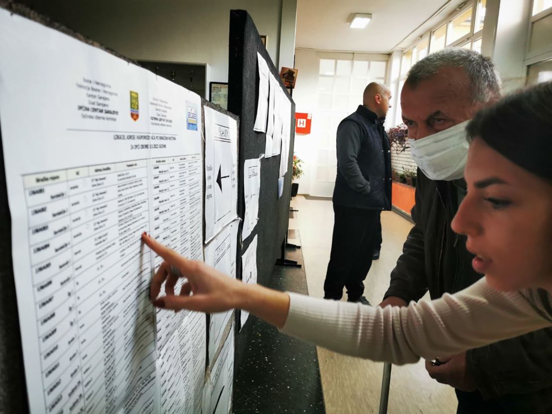 People cast their votes in Sarajevo on Sunday morning.