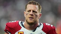 J.J. Watt of the Arizona Cardinals walks off the field after a 29-23 win in overtime against the Las Vegas Raiders at Allegiant Stadium on September 18, 2022 in Las Vegas, Nevada. (Photo by Chris Unger/Getty Images)