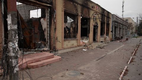 Many of Lyman's shops and key buildings have sustained significant damage as seen on October 2, 2022.