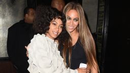 Sisters Solange Knowles and Beyonce attend the Balmain and Olivier Rousteing after the Met Gala Celebration on May 02, 2016. in New York, New York. 