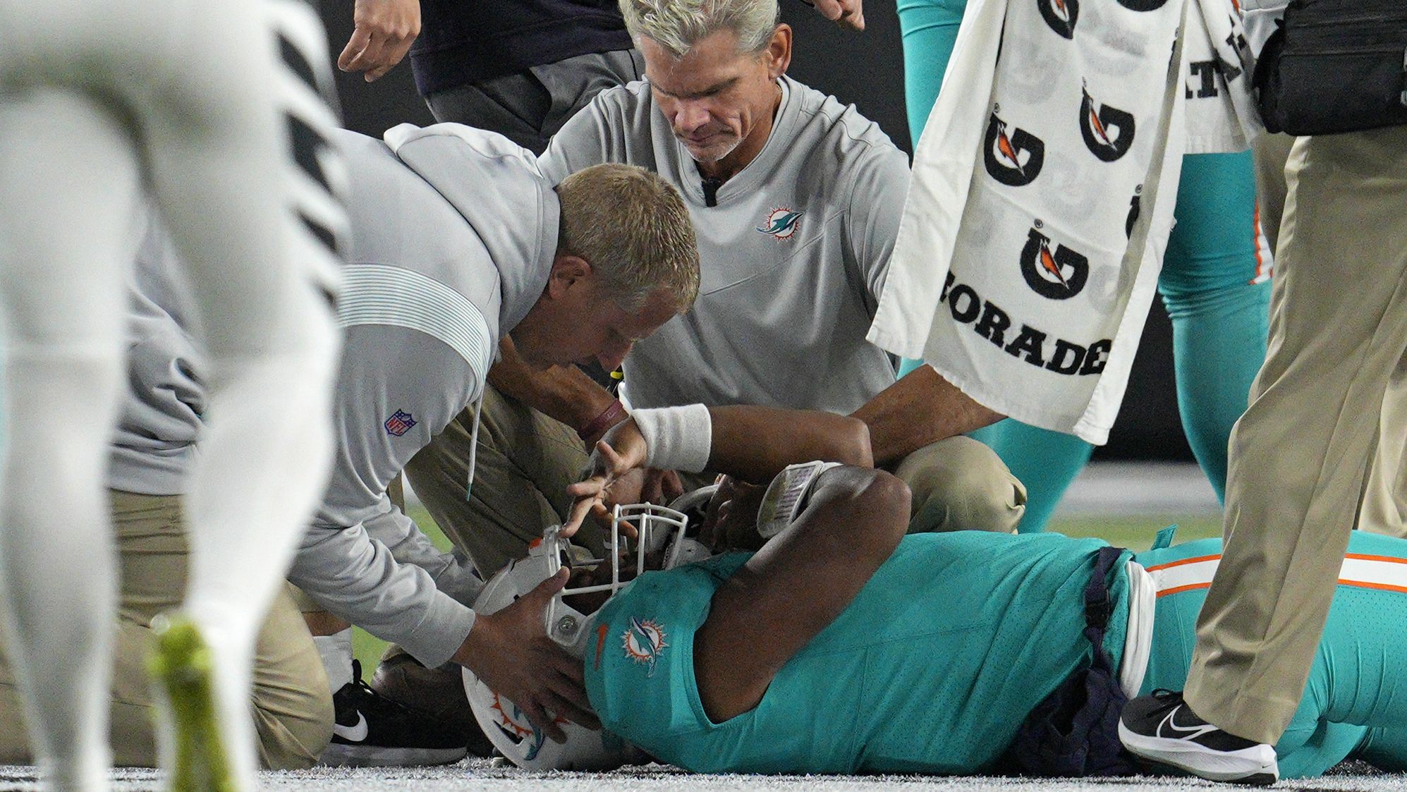 Miami Dolphins quarterback Tua Tagovailoa was <a href="index.php?page=&url=https%3A%2F%2Fwww.cnn.com%2F2022%2F09%2F29%2Fsport%2Ftua-tagovailoa-miami-dolphins-injuries-intl-hnk-spt%2Findex.html" target="_blank">taken off the field on a stretcher</a> during the game against the Cincinnati Bengals, after suffering apparent head and neck injuries. The incident had a lot of fall out with the NFL beginning a review on allowing Tagovailoa to play, the Dolphins being criticized widely and the National Football League Players Association <a href="index.php?page=&url=https%3A%2F%2Fwww.cnn.com%2F2022%2F10%2F01%2Fsport%2Fnfl-players-union-terminates-neurotrauma-consultant%2Findex.html" target="_blank">reportedly terminating</a> the unaffiliated neurotrauma consultant who was involved in the evaluation of Tagovailoa for a concussion during their game against the Buffalo Bills. 