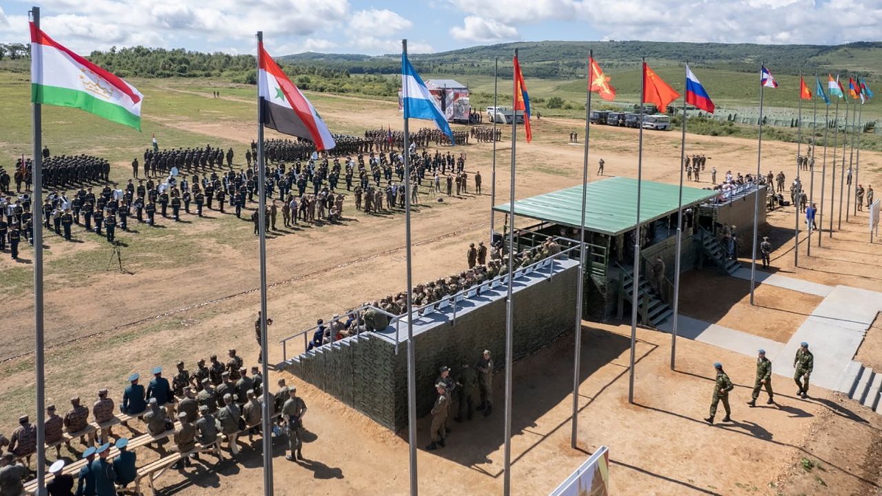 Soldiers attend strategic military exercise Vostok-2022 (East) in Moscow on September 1, 2022.