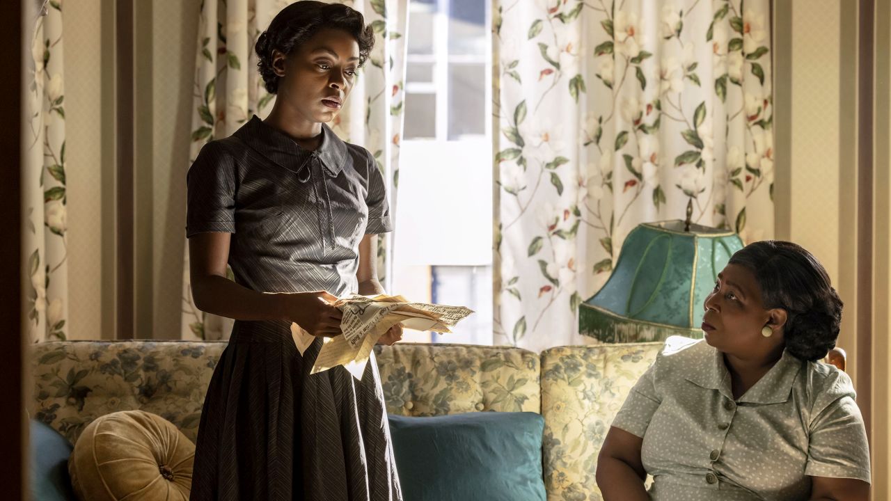Whoopi Goldberg (right) plays Emmett Till's grandmother in the upcoming film "Till" alongside Danielle Deadwyler (left). Goldberg says she did not wear a fat suit during filming, correcting a reviewer. 