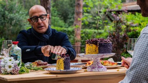 Stanley Tucci in pictured in a scene from the second season of "Searching for Italy."