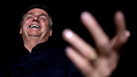 Bolsonaro speaks after the results of the first round at the Alvorada Palace in Brasilia.