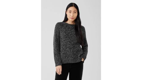 Eileen Fisher pleated cotton and recycled cashmere sweater