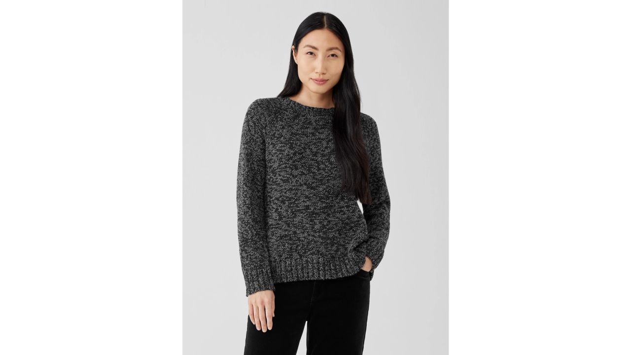 Eileen Fisher Plaited Cotton and Recycled Cashmere Sweater