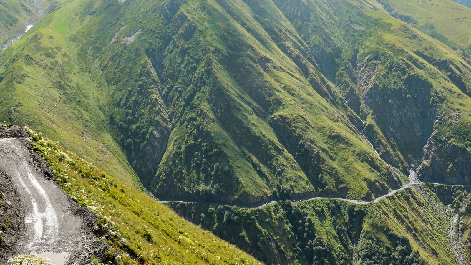<strong>Into the wild:</strong> A narrow gravel road is the only access Georgia's remote Tusheti region has with the outside world. Its isolation has made it a unique destination for adventurous hikers on the frontier of Europe.