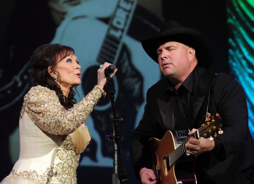Lynn and Garth Brooks perform in Nashville during the Grammy Salute to Country Music Honoring Loretta Lynn in 2010.