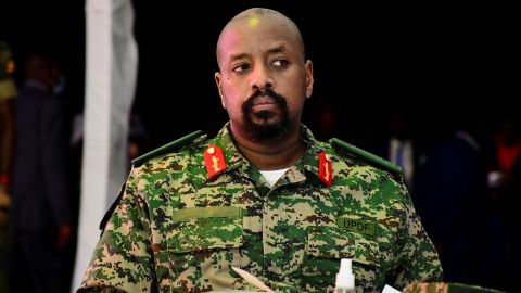 Lt. General Muhoozi Kainerugaba, the son of Uganda's President Yoweri Museveni, who leads the Ugandan army's land forces, looks on during his birthday party in Entebbe, Uganda May 7, 2022.