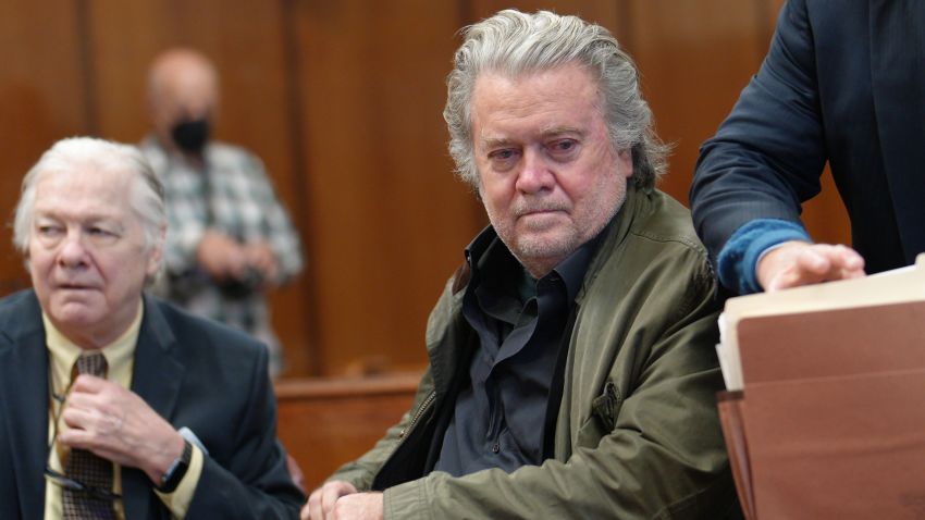 Former Trump adviser Stephen Bannon appears in Manhattan Supreme Court to set a motion schedule and possible trial dates for corruption case. Curtis Means for DailyMail.com/ Pool