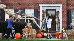 A Maryland family breaks out their Home Depot skeleton, Herman. 