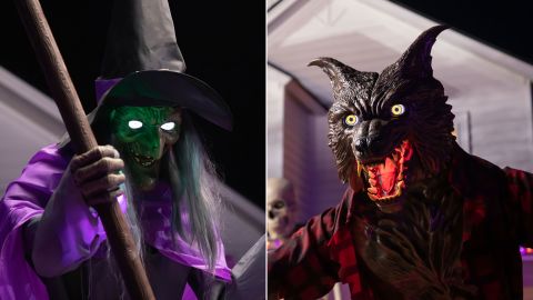 La popularidad de Skelly ha generado otras ofertas importantes de Halloween, como una bruja que levita y un hombre lobo enorme. 