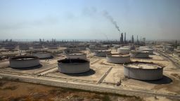Crude oil storage tanks at the Juaymah Tank Farm in Saudi Aramco's Ras Tanura oil refinery and oil terminal in Ras Tanura, Saudi Arabia, on Monday, Oct. 1, 2018. 
