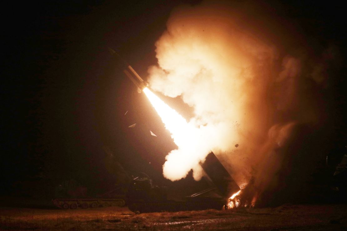 A surface-to-surface missile is fired into the sea off the east coast in this handout picture provided by the Defense Ministry, South Korea, October 5, 2022. 