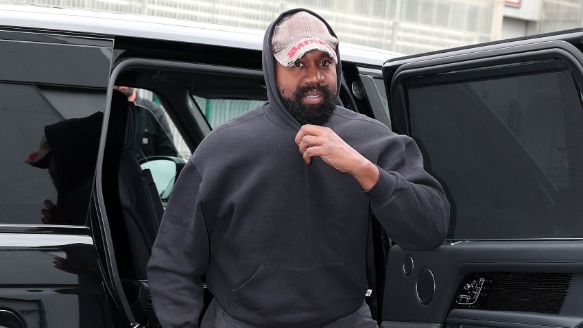 VILLEPINTE, FRANCE - OCTOBER 02: Kanye West attends the Balenciaga Womenswear Spring/Summer 2023 show as part of Paris Fashion Week on October 02, 2022 in Villepinte, France. (Photo by Jacopo M. Raule/Getty Images For Balenciaga )