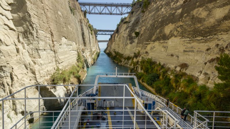 <strong>Significant route:</strong> Up to 12,000 commercial and tourist vessels travel through the Corinth Canal, which is currently closed while restoration work is carried out, every year.