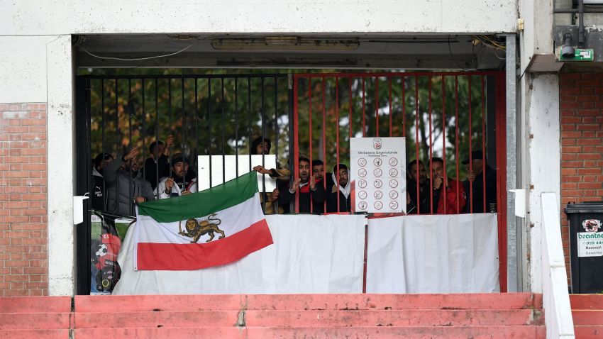 Irani fans attend the friendly football match between Senegal and Iran in Moedling, Austria on September 27, 2022. (Photo by JAKUB SUKUP / AFP) (Photo by JAKUB SUKUP/AFP via Getty Images)