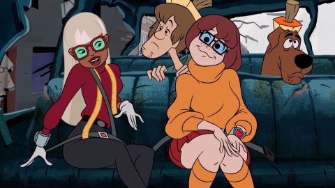 Coco Diablo, Shaggy, Velma and Scooby Doo in a scene from "Trick or Treat Scooby-Doo!" 