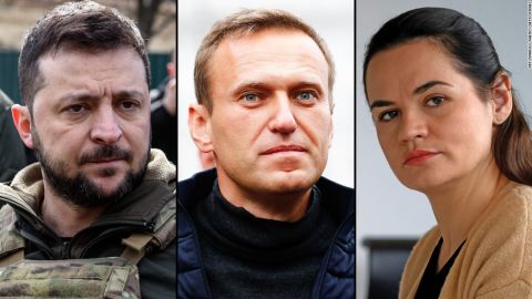 Left to right: Volodymyr Zelensky, Alexey Navalny and Sviatlana Tsikhanouskaya.