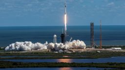 CAPE CANAVERAL, FLORIDA - OCTOBER 05: SpaceX's Falcon 9 rocket with the Dragon spacecraft atop takes off from Launch Complex 39A at NASA's Kennedy Space Center on October 05, 2022 in Cape Canaveral, Florida. The rocket will carry the four-person team of the Crew-5 mission to the International Space Station and is scheduled to dock on Thursday, October 6. (Photo by Kevin Dietsch/Getty Images)