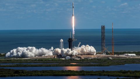 The SpaceX Crew Dragon spacecraft lifts off from the Kennedy Space Center in Florida on Wednesday, October 5.