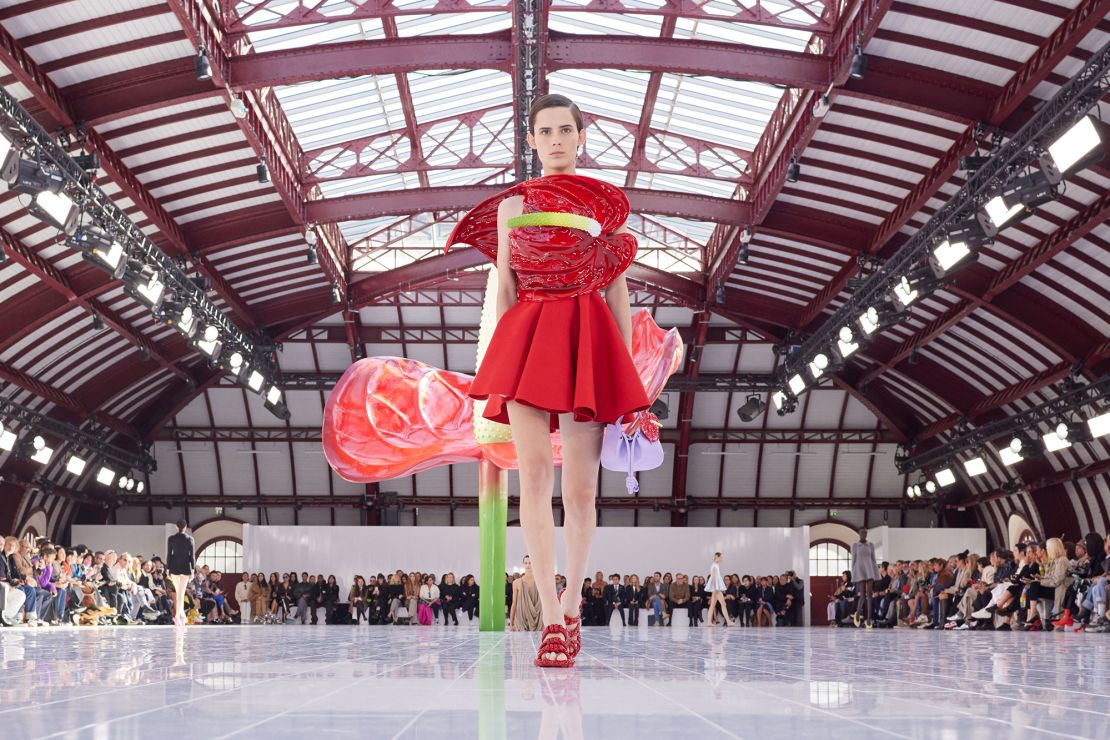 Anthuriums were a key theme throughout the Loewe show.