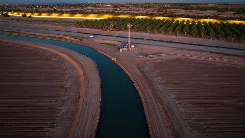 The All-American Canal carries Colorado River water to irrigate farms in southern California's Imperial Valley.