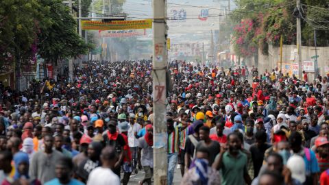 Cholera returns to Haiti as nation lurches from one crisis to the next 4 People march during a protest against the government and rising fuel prices, in Port-au-Prince, Haiti October 3, 2022.