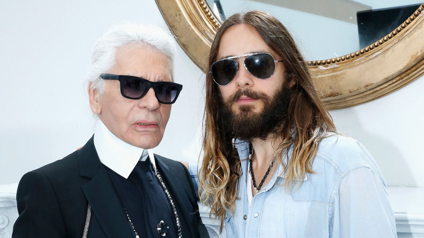 Karl Lagerfeld with actor Jared Leto in 2014. Leto will play the late designer in an upcoming film.