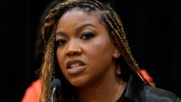 FILE - Cherelle Griner, wife of WNBA star Brittney Griner, speaks during a news conference in Chicago, July 8, 2022. (AP Photo/Nam Y. Huh, File)