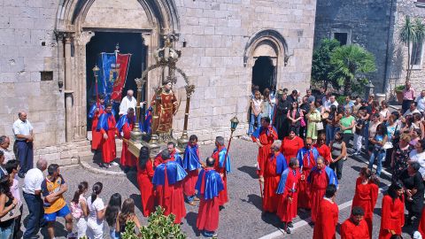 The villagers process in the run up to St. Lawrence's feast day.