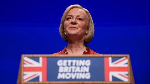 Prime Minister Liz Truss delivers her keynote speech during the Conservative Party's annual autumn conference in Birmingham on Wednesday