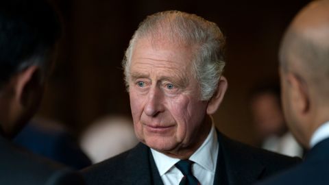 King Charles III hosts a reception to celebrate British South Asian communities, in the Great Gallery at the Palace of Holyroodhouse on October 3 in Dunfermline, Scotland. 