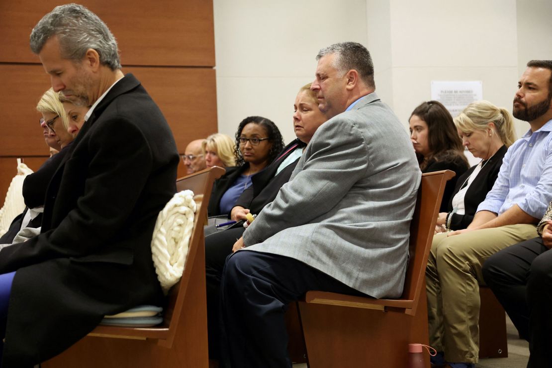 Jennifer and Tony Montalto listen as the assistant medical examiner for Palm Beach county testifies about the gunshot wounds sustained by their daughter Gina Montalto, during the penalty phase of her killer's trial at the Broward County Courthouse in Fort Lauderdale, Florida, on July 26.