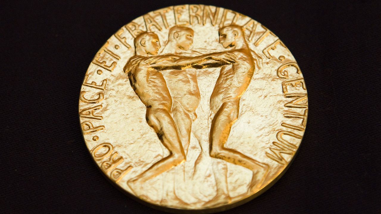 The rear of the Nobel medal awarded to the jailed Chinese dissident Liu Xiaobo in 2010.