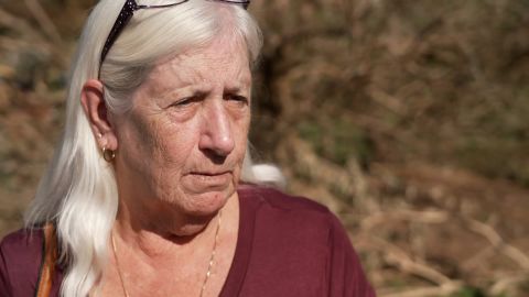Mary Fernandes waits in line at a Disaster Recovery Center in Fort Myers, Florida.