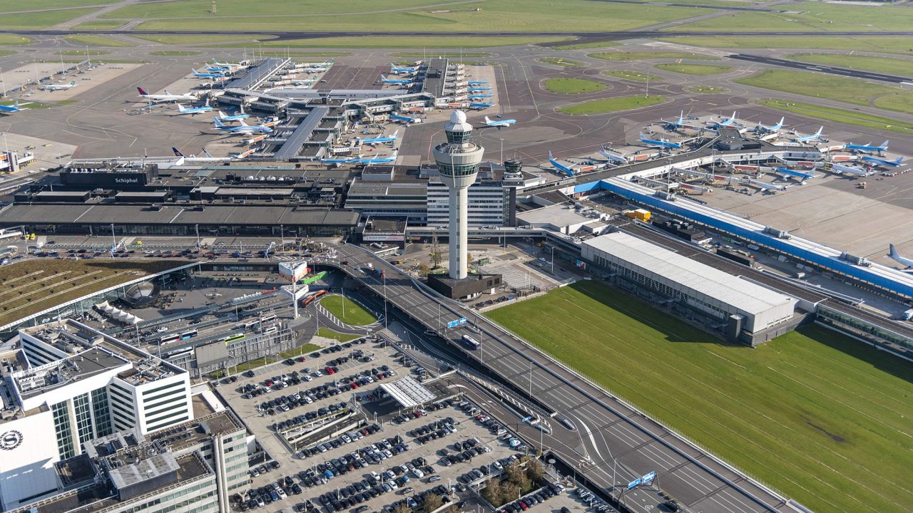 Schiphol Airport is one of the world's busiest airports for international passenger traffic. 