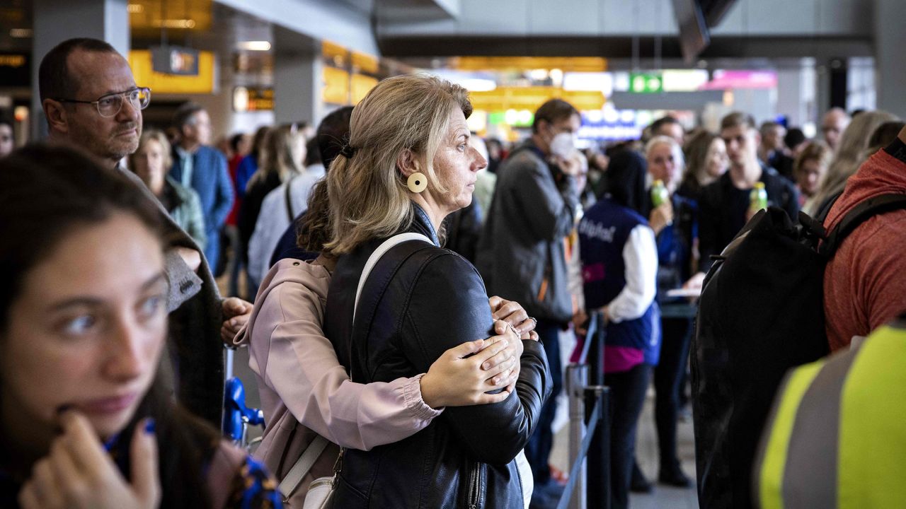 Many passengers have had to stand in line for hours to make their flight from Schiphol.