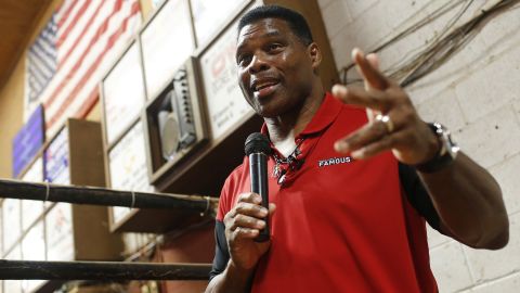 Georgia Republican Senate candidate Herschel Walker speaks to supporters at the Northeast Georgia Livestock Barn in Athens on July 20, 2022. 
