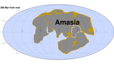 Researchers have modeled what they think may be the next supercontinent, Amasia, which could form about 280 million years in the future. 