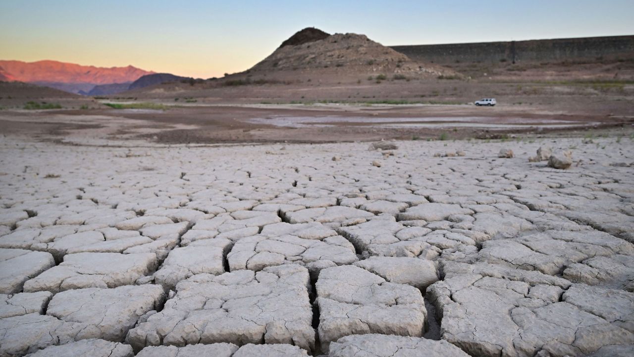 The cracked lake bed at drought-stricken Lake Mead in September.